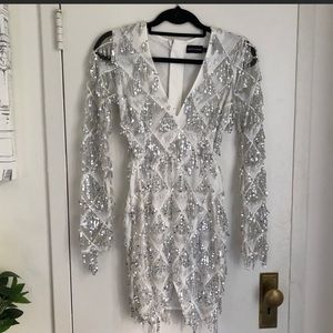 PLT x Hailey Baldwin Dress Size 2. New Years Sparkle Long Sleeve Mini Dress